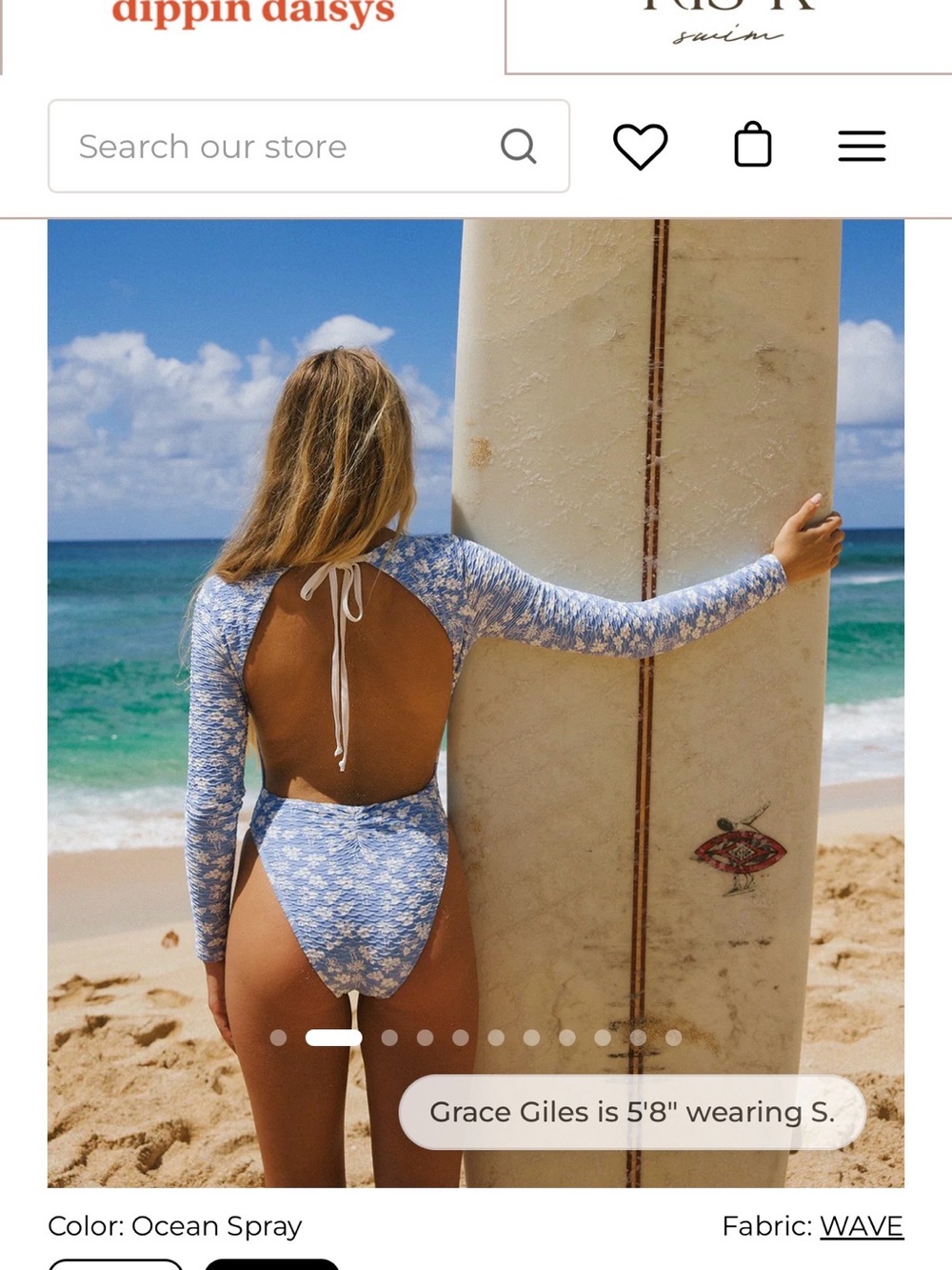 Dippin' Daisy's Blue Floral Long-Sleeve Bandeau Swimsuit - Picture 2 of 4